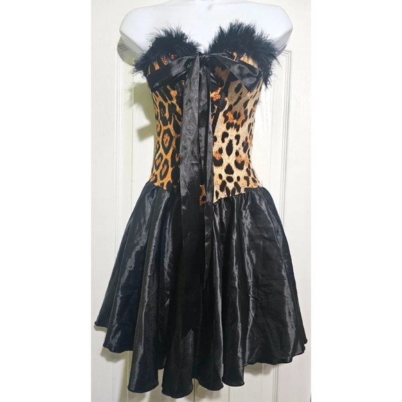 Leg Avenue Dresses & Skirts - Leg Avenue Sexy Leopard Faux Fur Strapless Sweetheart Corset Dress Costume